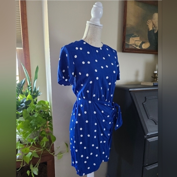 Paris Atelier & Other Stories sz. 0 women's blue White polka dot dress - Picture 5 of 9